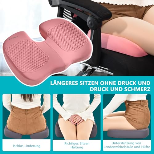 3 PCS Seat Cushion for Carseat Lumbar Support Pillow Car Neck Headrest Pillows Memory Foam Gel Memory Foam Massage Point Seat Pads Pressure Relief Back Cushion for Office Chair (3 Count)