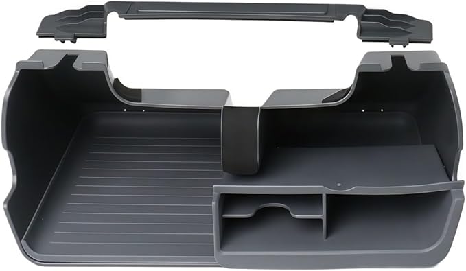 GGCLIMAX Under Screen Storage Organizer Compatible with Tesla Model 3/Y Over Center Console Display Tray ABS+TPE Storage Box with Anti-Skid Design Black/Grey, Dual/Single Storage(Grey Single storage)