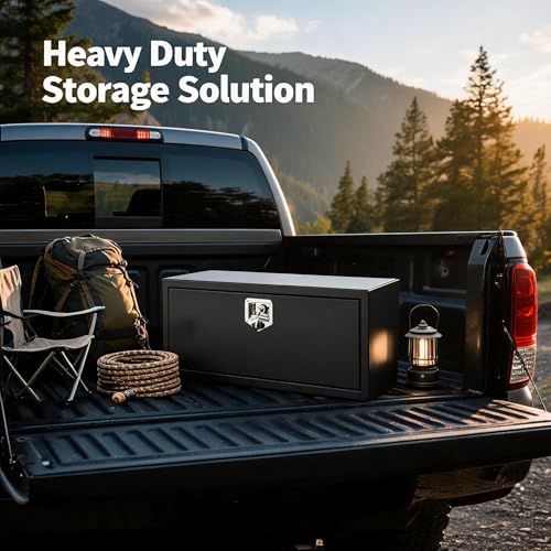 24 in Truck Tool Box Black Steel Truck Storage Tool Box