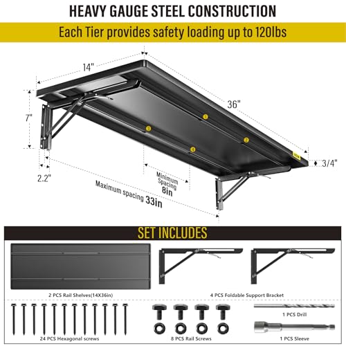 2pack 1.2x3ft Adjustable Rail Type Folding Storage Rack Shelf