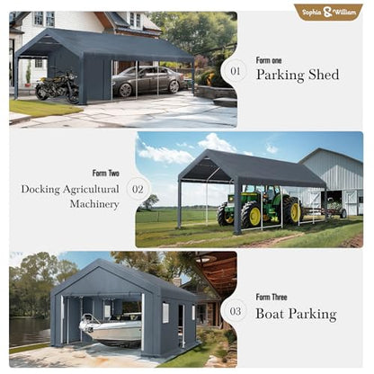 Storage Shed 13x24 ft Portable Garage Heavy Duty Carport