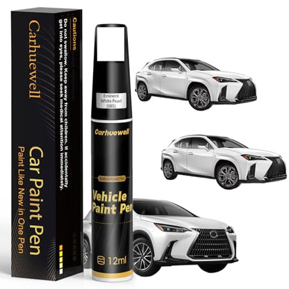 085) Eminent White Pearl Touch Up Paint Compatible with Lexus, Exact Match Car Paint Pen Automotive Scratch Repair Remover Kit Quick & Easy Solution for Vehicle Chips and Nicks