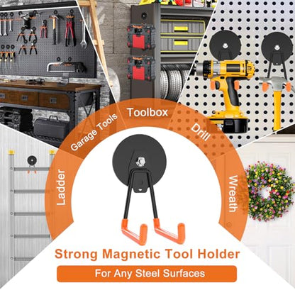 Strong Magnetic Hooks Heavy Duty Neodymium Magnet Tool Holder Large Magnet Garage Hooks for Hanging Broom (2 Count)