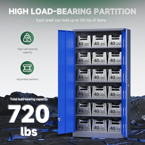 Metal Garage Storage Cabinets with Lock Door and Adjustable Shelves