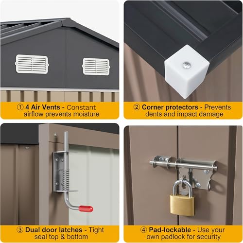 10x10 FT Outdoor Storage Shed with Floor Frame