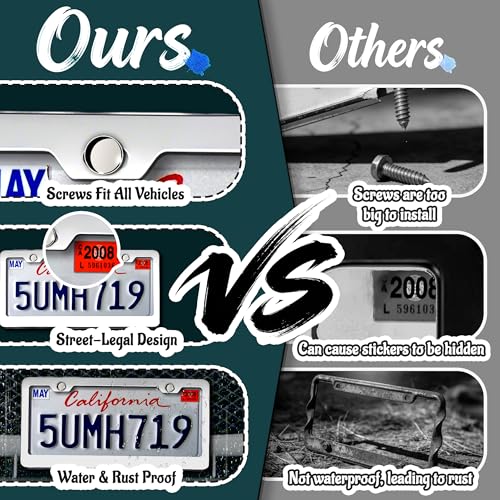 Premium Chrome License Plate Frames with 2 Anti