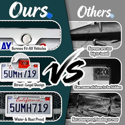 Premium Chrome License Plate Frames with 2 Anti