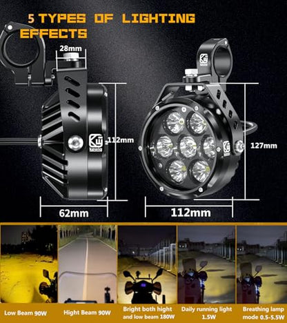 4.5 Inch Motorcycle Auxiliary LED Fog Light (2 Count)