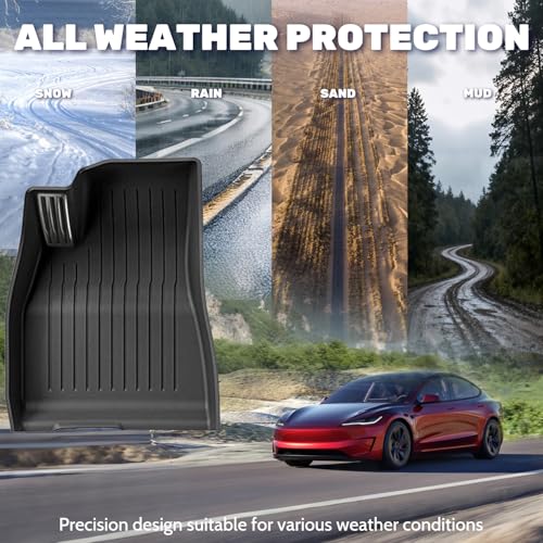 TPE Floor Mats fit for Tesla Model 3 2019 2020 2021 2022 2023 All Weather TPE Cargo Liner Cargo Trunk Accessories and Cargo Trunk Mats Front Rear Cargo Mat Full Set
