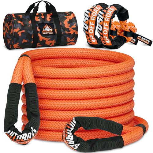 Kinetic Recovery Rope 1" x 20ft Tow Rope with 2 Soft Shackles (20 Foot)
