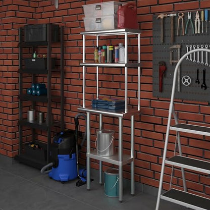 Stainless Steel Work Table Double Tier Overshelf