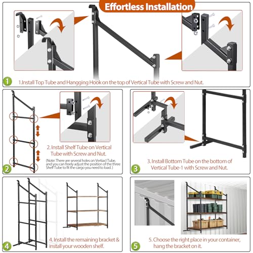 2 Pack Hanging Heavy duty Adjustable Shelf 56.5x22 Cargo Container Shelving units (2 Count)