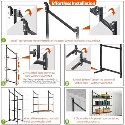 2 Pack Hanging Heavy duty Adjustable Shelf 56.5x22 Cargo Container Shelving units (2 Count)