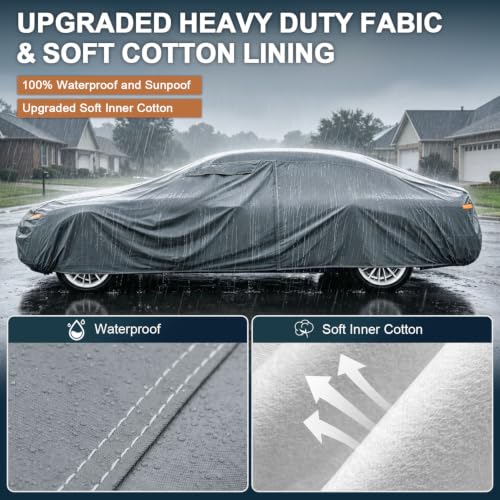 16 Layers Car Cover Waterproof All Weather for Coupe Heavy Duty
