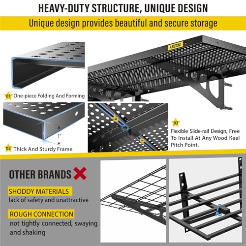2 Pack 1.64x4ft Adjustable Garage Wall Shelving 560lbs Load Capacity Heavy Duty Wall Mounted Storage Shelf Metal Floating Shelves for Garage (2 Count)