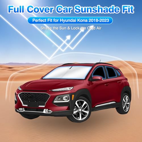 Windshield Sun Shade for Hyundai Kona 2018 2019 2020 2021 2022 2023 Car Window Shades Thicken UV Block and Blackout Privacy Foldable Sunshades 8PCS Accessories Keep Cool Sun Visor Covers (8 Count)