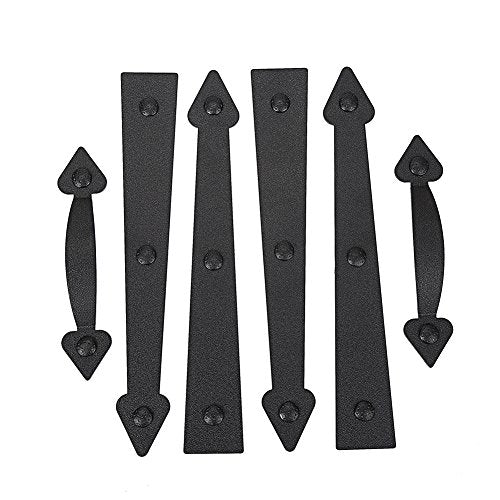 Magnetic Decorative Garage Door Curb Appeal Faux Hinges Handles Hardware Kit Color Black (4 Count)