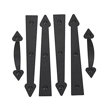 Magnetic Decorative Garage Door Curb Appeal Faux Hinges Handles Hardware Kit Color Black (4 Count)