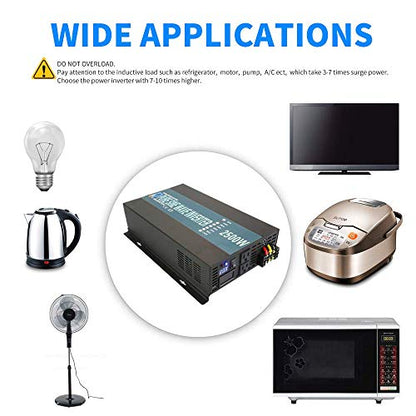 Strong Driving Capacity 2500W 24VDC to 120VAC Pure Sine Wave Inverter Power Converter