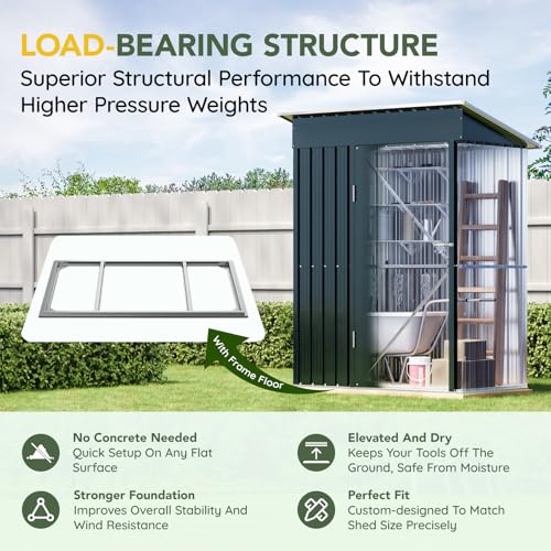 Vertical Outdoor Steel Storage Shed with Floor Frame