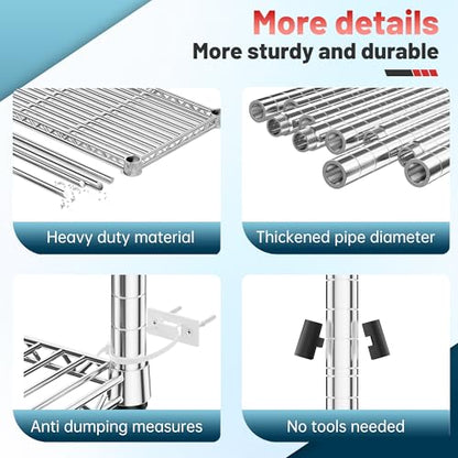 6 Tier Rolling Storage Shelves with Locking Wheels