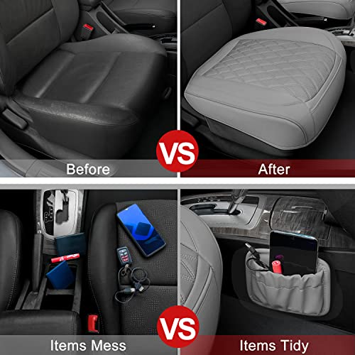 2 Pack Leather Front Car Seat Bottom Covers Gray (2 Count)