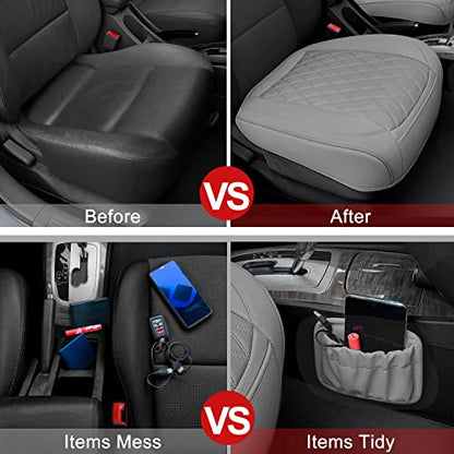 2 Pack Leather Front Car Seat Bottom Covers Gray (2 Count)