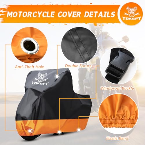 Motorcycle Cover Waterproof Outdoor Storage Fits Up to 104"