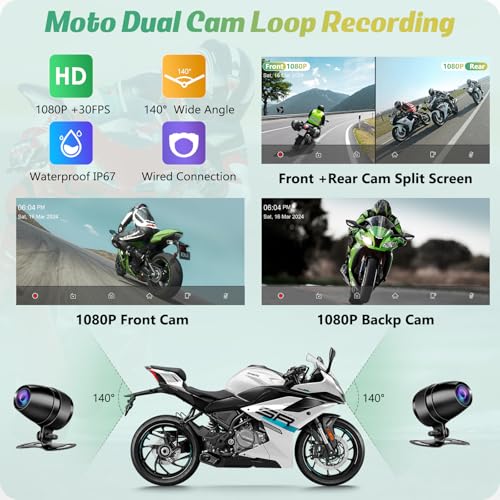 W603D 6.3" Motorcycle GPS Carplay Screen with 1080P Dual Cameras
