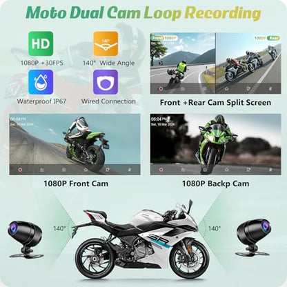W603D 6.3" Motorcycle GPS Carplay Screen with 1080P Dual Cameras