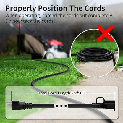 Indoor Outdoor Black Extension Cord 25 ft Waterproof