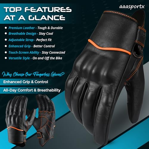 Motorcycle Gloves Men's Leather Motorbike Gloves Touchscreen Function