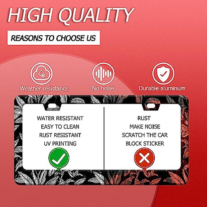 Tropical Leaf License Plate Frame Stainless Steel Car Accessory 6.3x12.3In