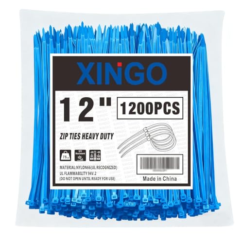 12 Inch Blue Zip Ties 1200 PCS (1200 Count)