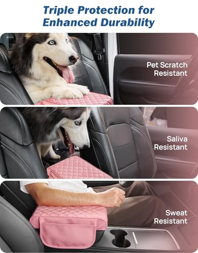 Pink Center Console Cover with Storage Bag for SUV Sedan