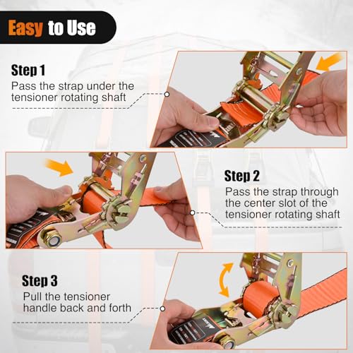 Flat Hook Ratchet Straps 4 Pack 2 in x 30 Ft