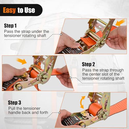 Flat Hook Ratchet Straps 4 Pack 2 in x 30 Ft