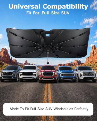 2026 Upgraded] Weektic Windshield Sun Shade Umbrella for Tahoe