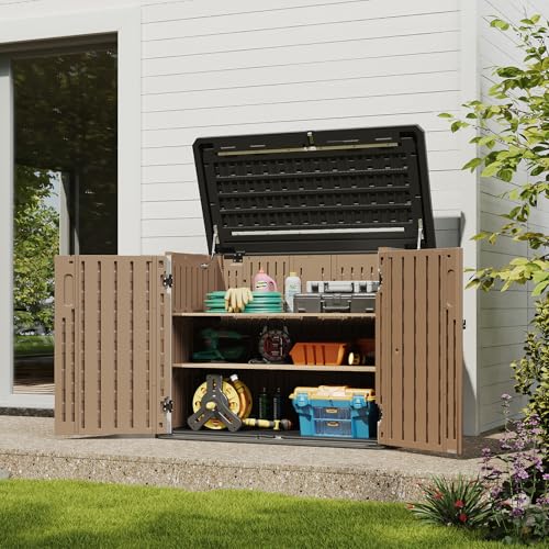 Outdoor Storage Cabinet 35 Cu.Ft Outdoor Trash Can Storage Shed