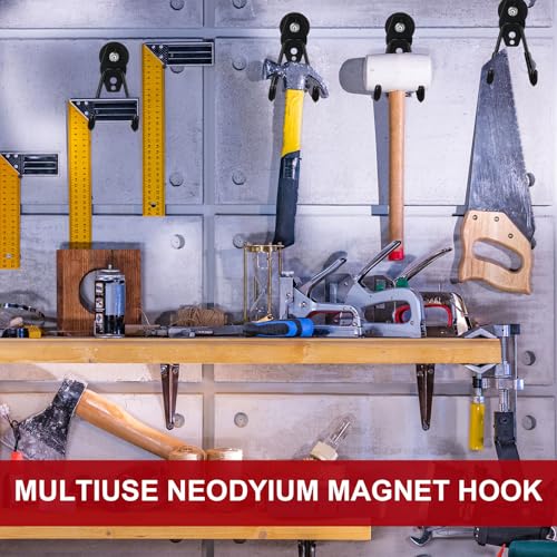 26 Pcs Large Magnetic Hooks Heavy Duty Garage Magnet Hooks Strong Storage Utility Magnetic Hangers with Anti Slip Rubber Coating for Indoor and Outdoor Hanging (26 Count)