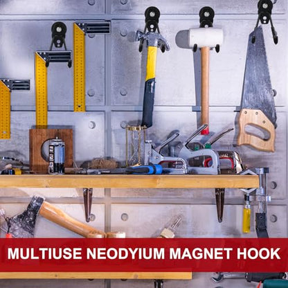 26 Pcs Large Magnetic Hooks Heavy Duty Garage Magnet Hooks Strong Storage Utility Magnetic Hangers with Anti Slip Rubber Coating for Indoor and Outdoor Hanging (26 Count)