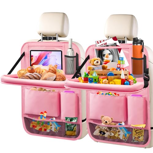 2Pack Car Backseat Organizer with Foldable Table Tray