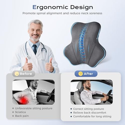 Car Lumbar Support Pillow and Car Neck Pillow Kit