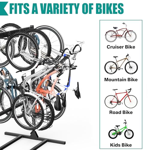 Freestanding Bike Stand Rack with Adjustable Hooks