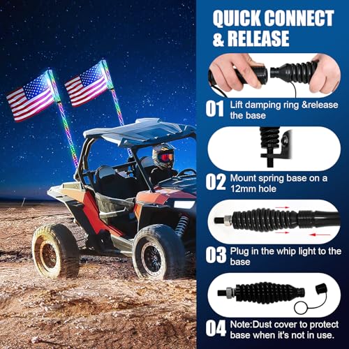 2PCS 3FT RGB LED Whip Light