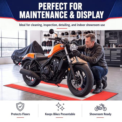 Motorcycle Mat Garage Floor Rug Washable Parking Mats for Garage Floors Non Slip Oil Absorbent Pad Rubber Backing Layer Protects Floor
