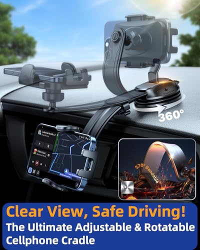 2026 Ultimate Car Phone Holder Mount [Bendable & Adjustable Aluminum Arm] Cell Phone Holder for Car Dashboard Windshield Phone Stand for iPhone 17 16 15 14 Pro Max Samsung Pickup Truck