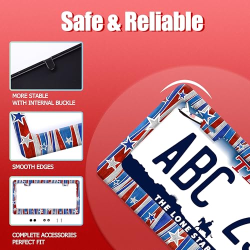 American License Plate Frame Stainless Steel USA Flag License Holder