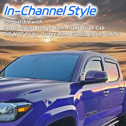 4 PCS in Channel Rain Guards for Trucks 2019