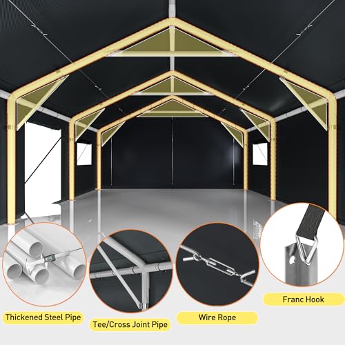 20x20 FT Carport for 2 Car Portable Garage Cover Backyard and Patio